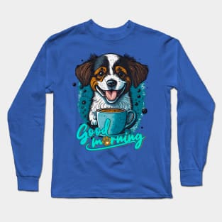 Good Morning - a coffee and a cute dog - what do you need else? Long Sleeve T-Shirt